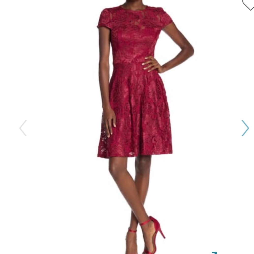 Marina Lace Cap Sleeve Fit & Flare Dress